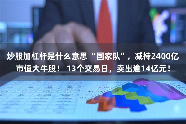 炒股加杠杆是什么意思 “国家队”，减持2400亿市值大牛股！ 13个交易日，卖出逾14亿元！