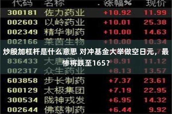 炒股加杠杆是什么意思 对冲基金大举做空日元，最惨将跌至165？